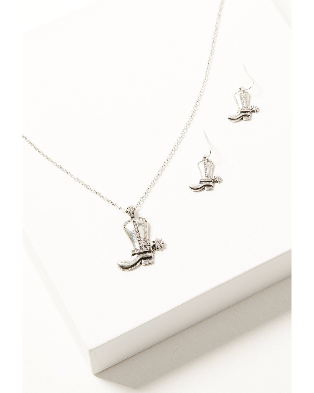 Shyanne Women's Rhinestone Boot Jewelry Set - 2 Piece, Silver, hi-res