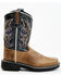 Old West Boys' Leather Work Rubber Western Boots - Square Toe, Tan, hi-res