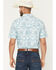 Image #4 - RANK 45® Men's Pioneer Trail Southwestern Print Short Sleeve Snap Performance Western Shirt, Mint, hi-res