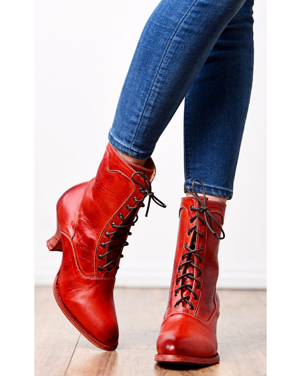red victorian boots