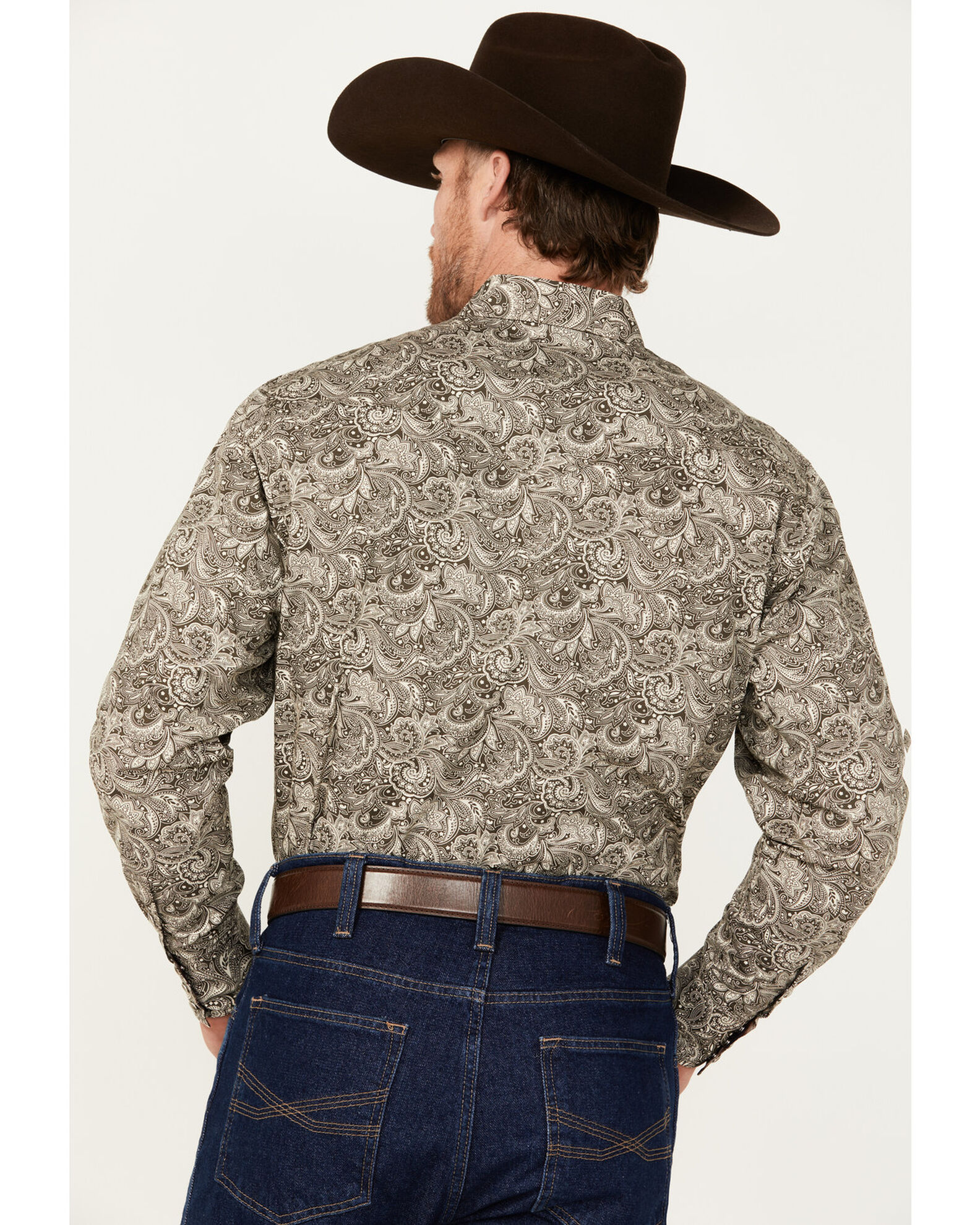Product Name: Rodeo Clothing Men's Paisley Print Long Sleeve Snap Western  Shirt