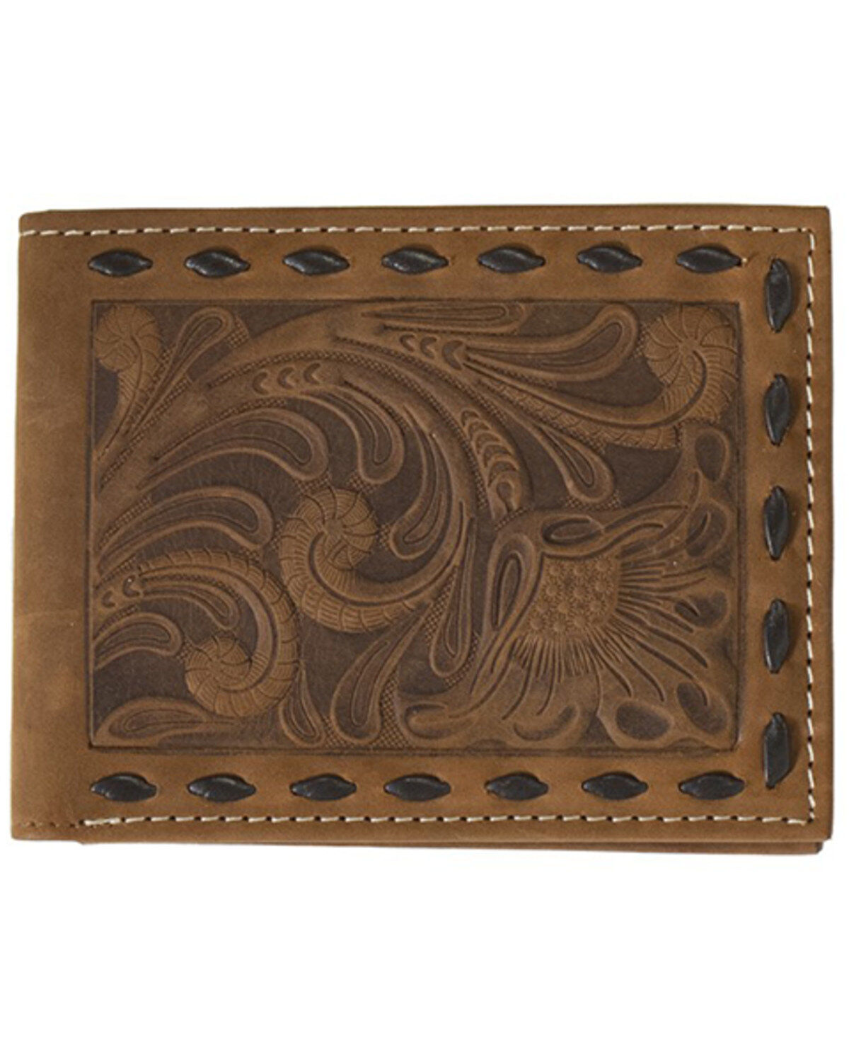 Image #1 - Nocona Men's Floral Embossed Bi-Fold Wallet, Brown, hi-res