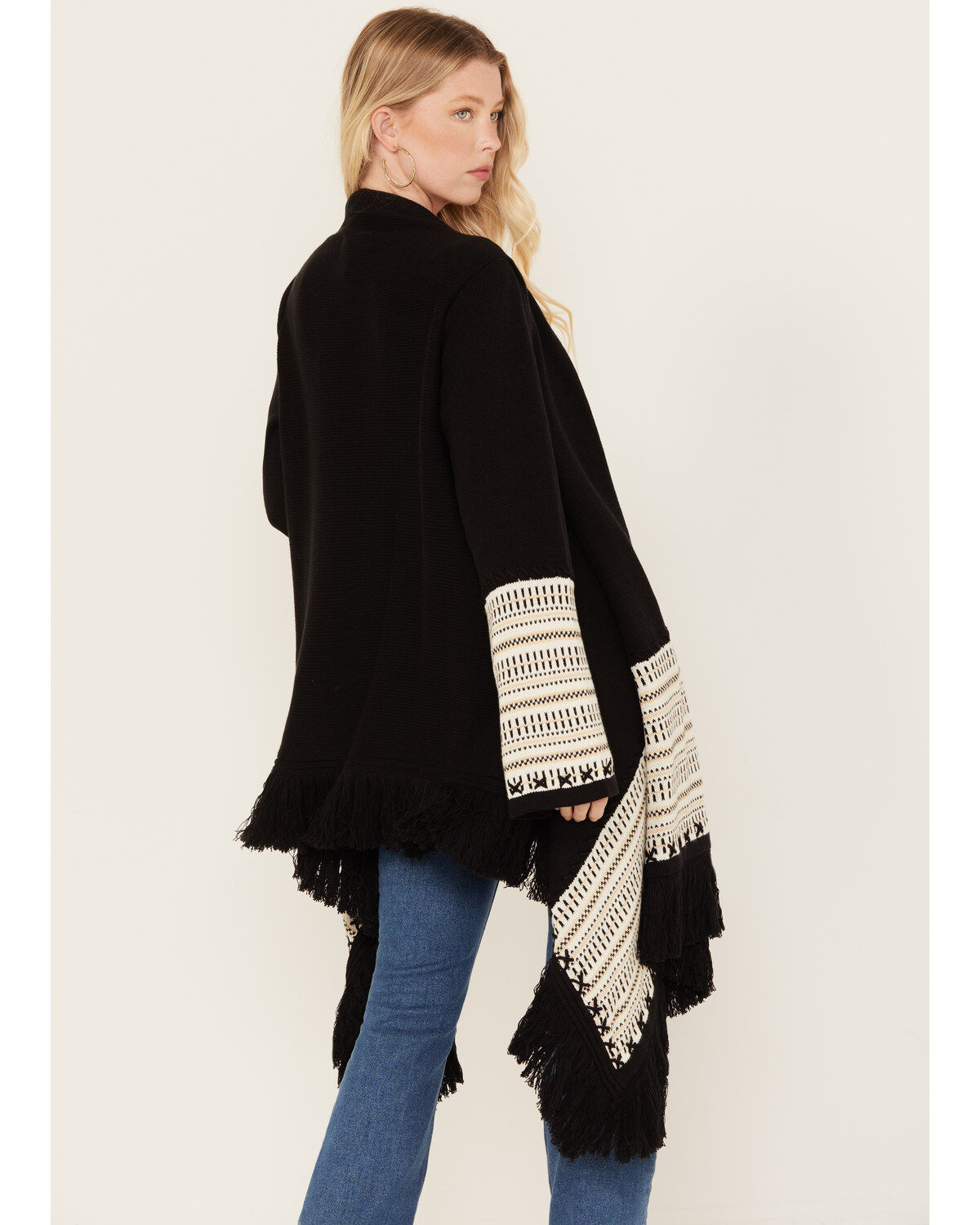 Image #4 - Shyanne Women's Cascade Fringe Border Cardigan, Black, hi-res