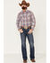 Image #1 - Flag & Anthem Men's Rosburg Plaid Long Sleeve Western Shirt, Indigo, hi-res