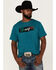 Wrangler Men's Mexico Rider Teal Rope Logo Graphic Short Sleeve T-Shirt , Teal, hi-res