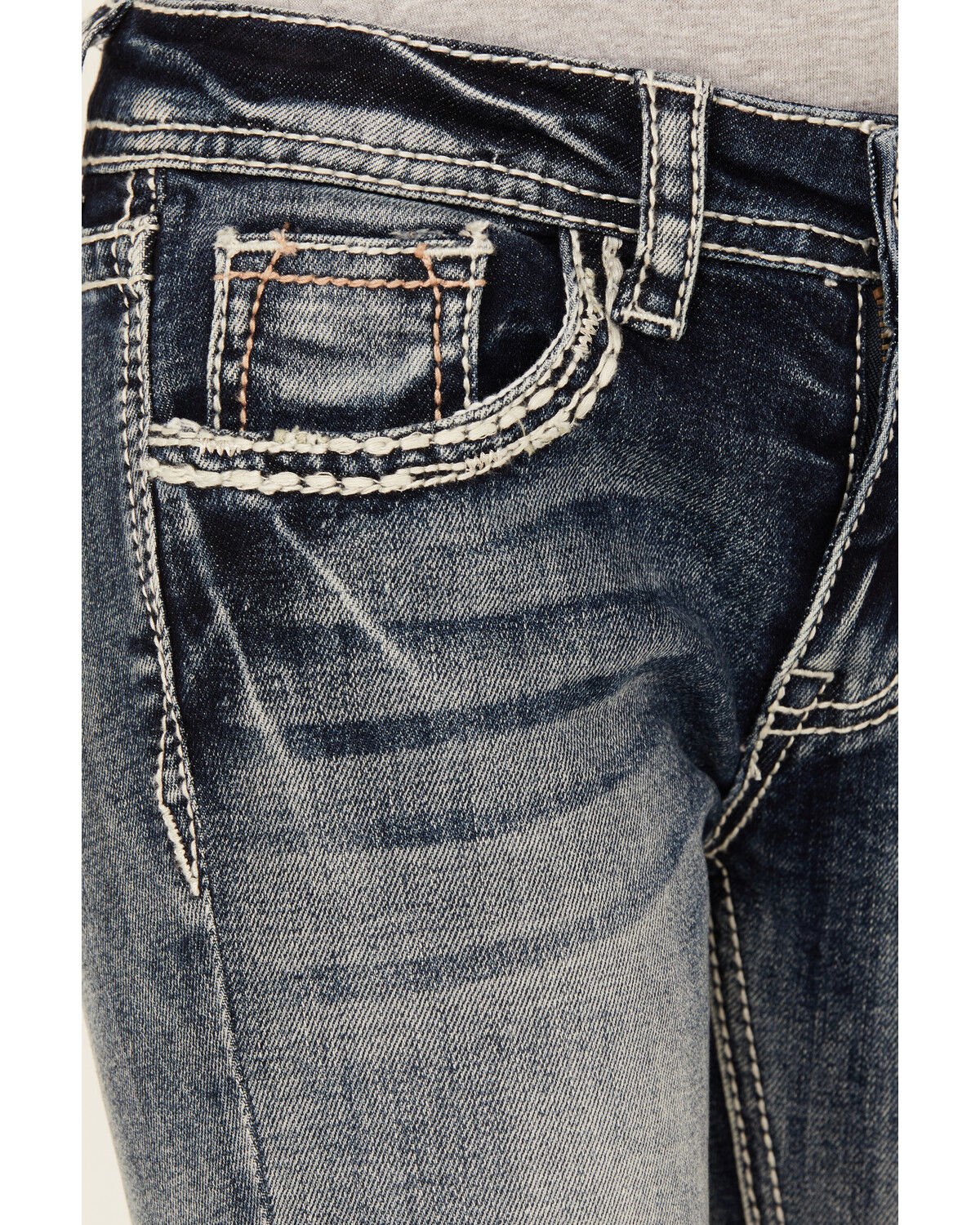 Product Name:  Grace in LA Little Girls' Light Wash Horseshoe Floral Bootcut Denim Jeans