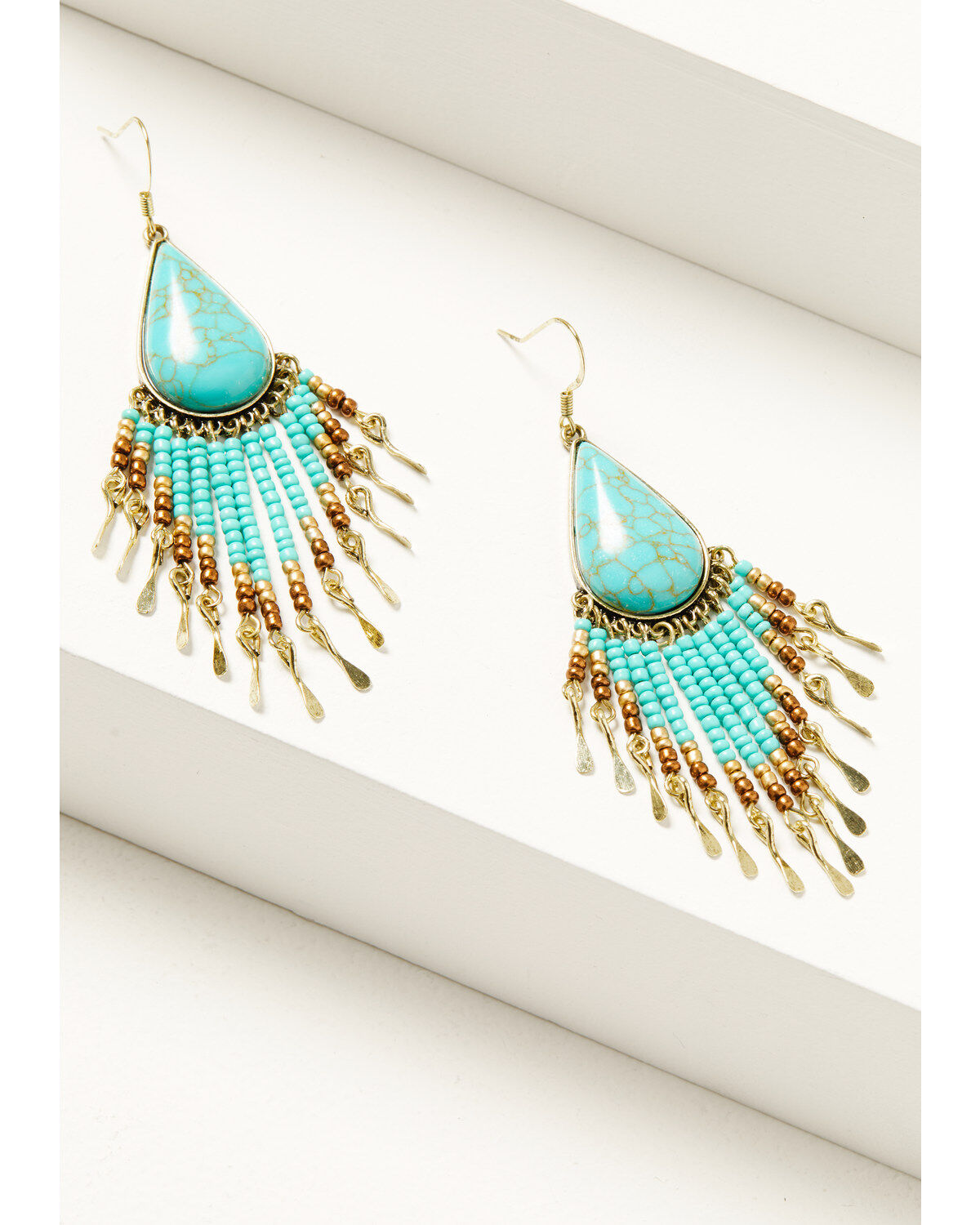 Image #2 - Shyanne Women's Desert Boheme Beaded Fringe Earrings, Gold, hi-res