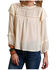 Image #1 - Stetson Women's Cream Herringbone Pleated Long Sleeve Blouse Top, Cream, hi-res
