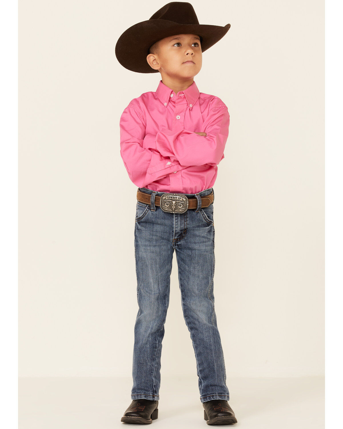 Image #2 - Cinch Boys' Hot Pink Long Sleeve Shirt, Pink, hi-res