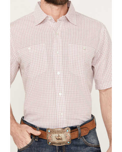 Image #3 - Resistol Men's Chester Plaid Print Short Sleeve Button Down Western Shirt, Red, hi-res