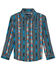 Image #1 - Wrangler Boys' Checotah Southwestern Striped Print Long Sleeve Snap Western Shirt, Teal, hi-res