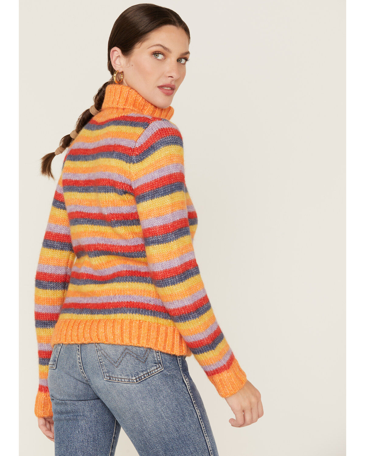 Image #4 - Wrangler Women's Stripe Knit Turtleneck Sweater, Orange, hi-res