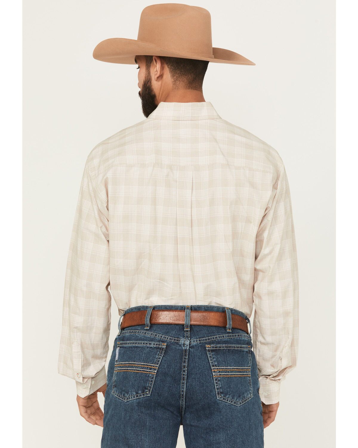 Image #4 - Cinch Men's Plaid Print Long Sleeve Button-Down Western Shirt, Oatmeal, hi-res
