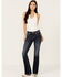 Image #3 - Miss Me Women's Dark Wash Mid Rise Bootcut Stretch Denim Jeans, , hi-res
