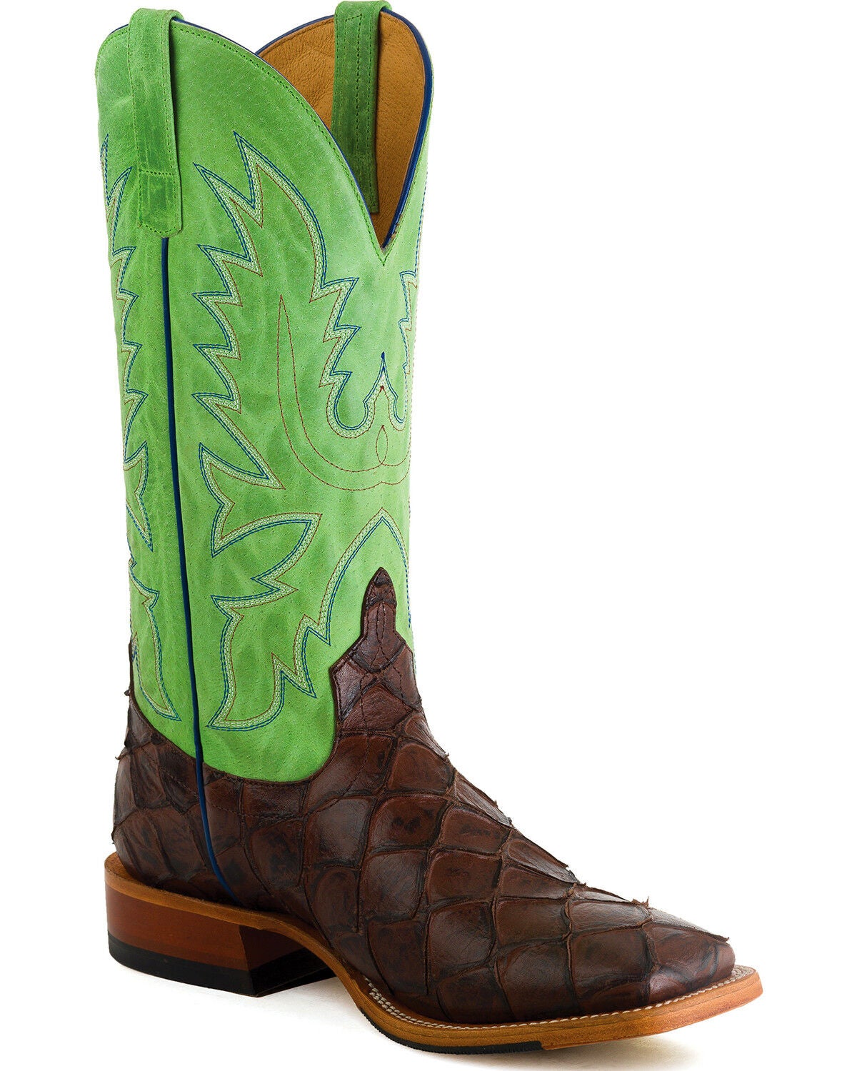 Horse Power Men's Filet of Fish Print Western Boots - Square Toe, Chocolate, hi-res