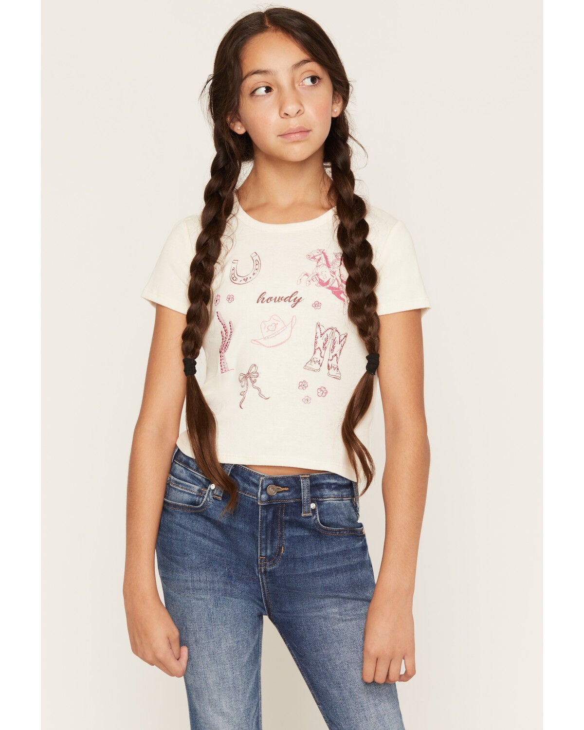 Buttercup Girls' Embellished Icon Short Sleeve Graphic Tee, Natural, hi-res