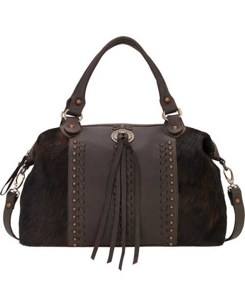 Image #1 - American West Chocolate Cow Town Large Convertible Zip Top Satchel , Chocolate, hi-res