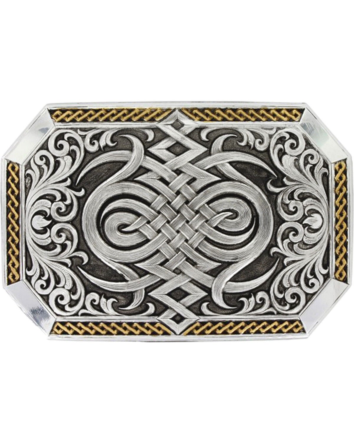 Montana Silversmiths Men's Silver Antiqued Celtic Knot Buckle, Silver, hi-res