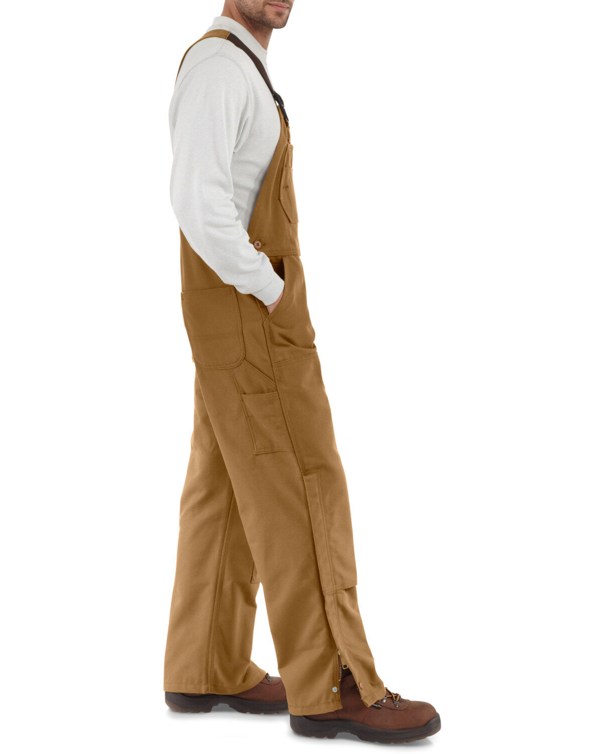Image #2 - Carhartt Men's FR Duck Bib Overalls, Carhartt Brown, hi-res