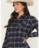 Image #2 - Shyanne Women's Riverfront Plaid Print Long Sleeve Button-Down Flannel Shirt, Navy, hi-res