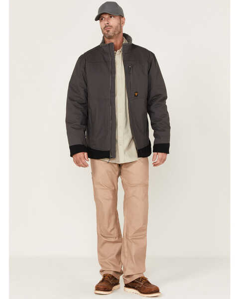 Image #2 - Hawx Men's Weather Ripstop Zip-Front Hooded Sherpa Work Jacket, Charcoal, hi-res