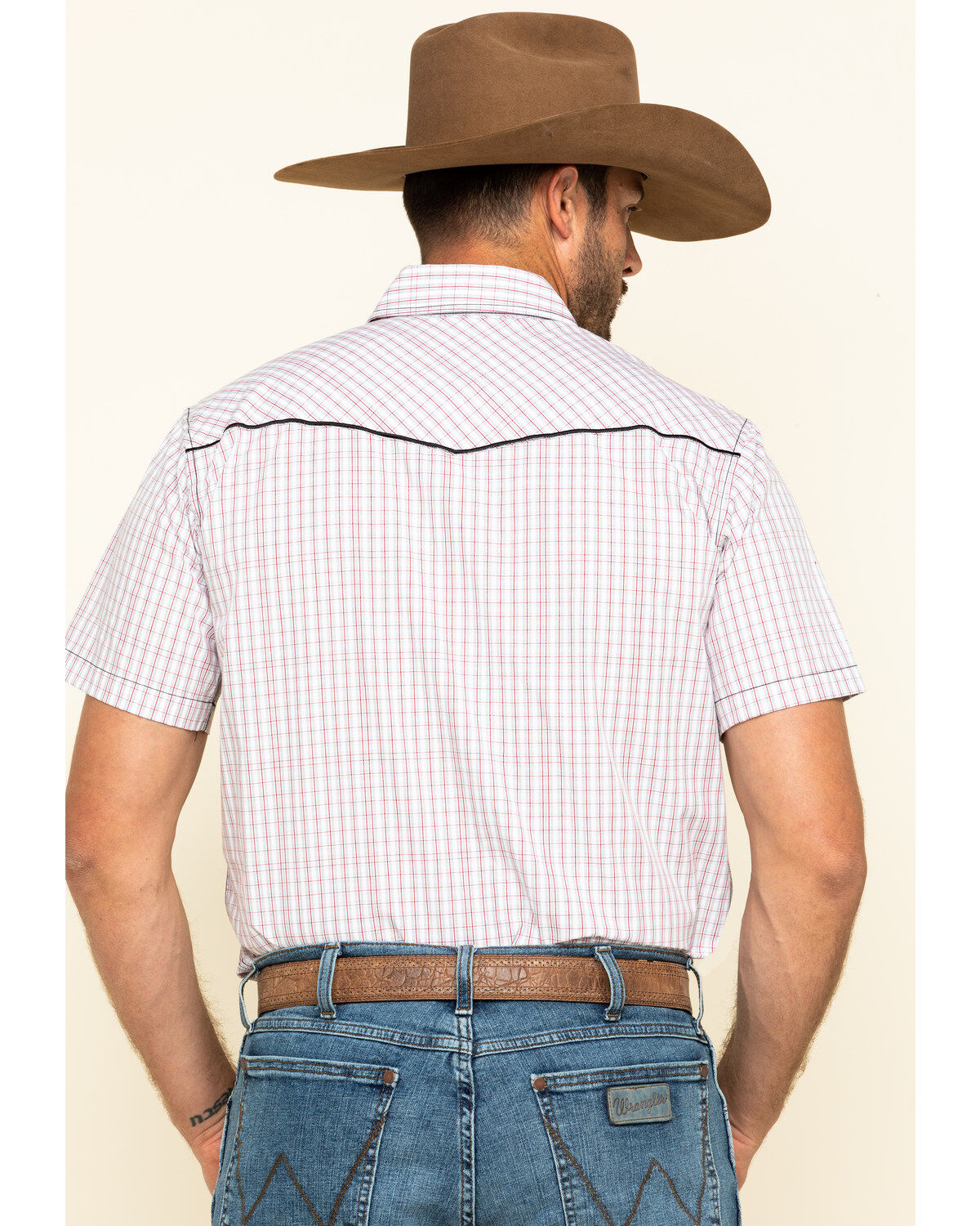 Image #2 - Cowboy Hardware Men's White Rake Plaid Short Sleeve Western Shirt, , hi-res