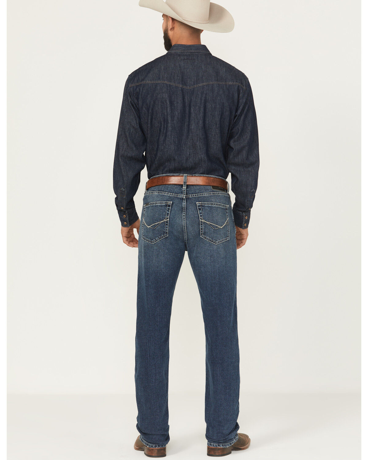 Image #3 - Ariat Men's M7 Dark Wash High Rise Slim Straight Stretch Denim Jeans, Dark Wash, hi-res