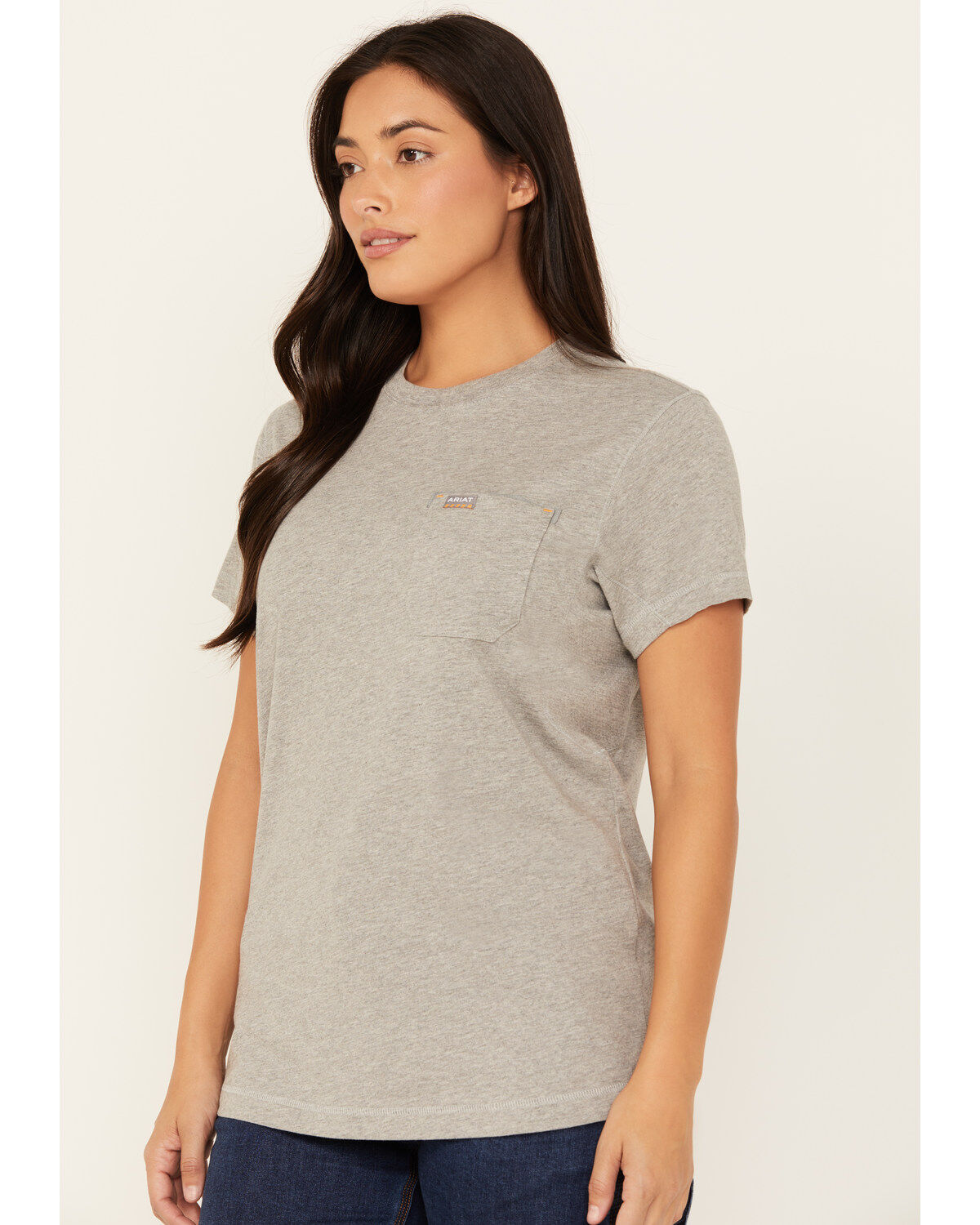 Image #3 - Ariat Women's Rebar Workman True Grit Short Sleeve Work T-Shirt, Heather Grey, hi-res
