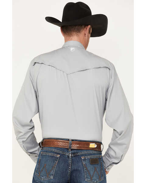 RANK 45 Men's Roughie Performance Long Sleeve Western Button Down Shirt , Grey, hi-res