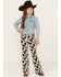 Image #1 - Rock & Roll Denim Girls' Cow Print Bargain Button Stretch Flare Jeans, Multi, hi-res