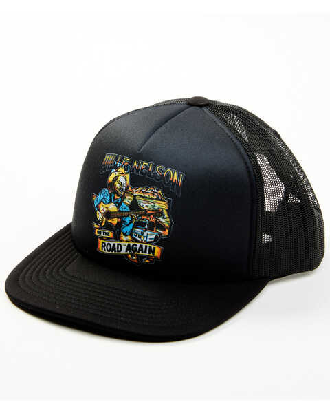Brixton x Willie Nelson Men's Embroidered Shotgun Mesh Back Trucker Cap, Black, hi-res