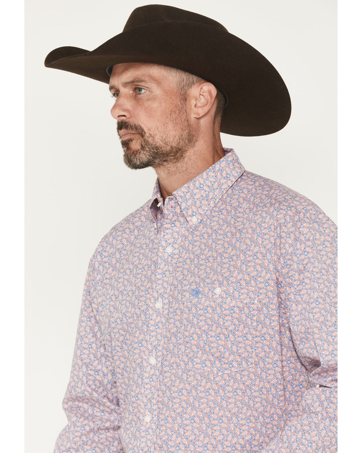 Image #2 - Wrangler Men's Paisley Print Long Sleeve Button-Down Stretch Western Shirt - Big, Red, hi-res