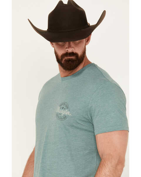 Image #2 - Wrangler Men's Boot Barn Exclusive Stamped Logo Short Sleeve Graphic T-Shirt, Green, hi-res