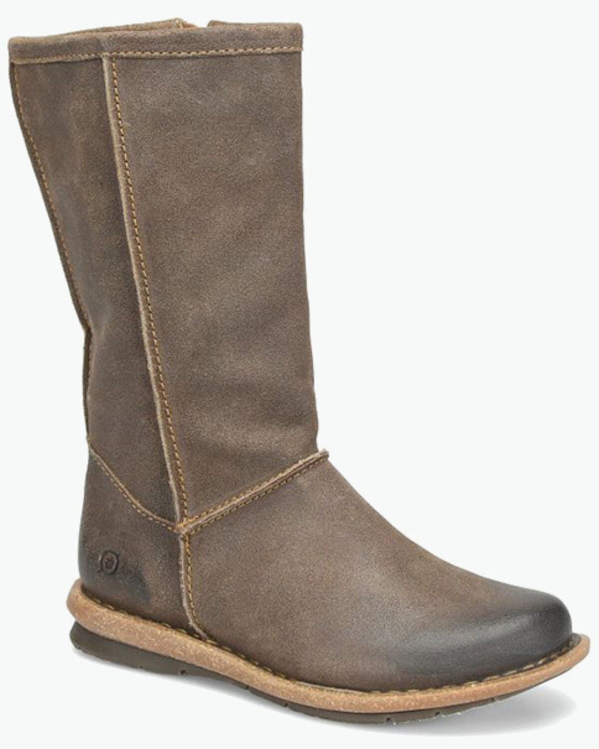 Born Women's Salee Mid Calf Suede Boots - Round Toe, Taupe, hi-res