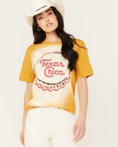 Bohemian Cowgirl Women's Texas Chica Short Sleeve Graphic Tee, Mustard, hi-res