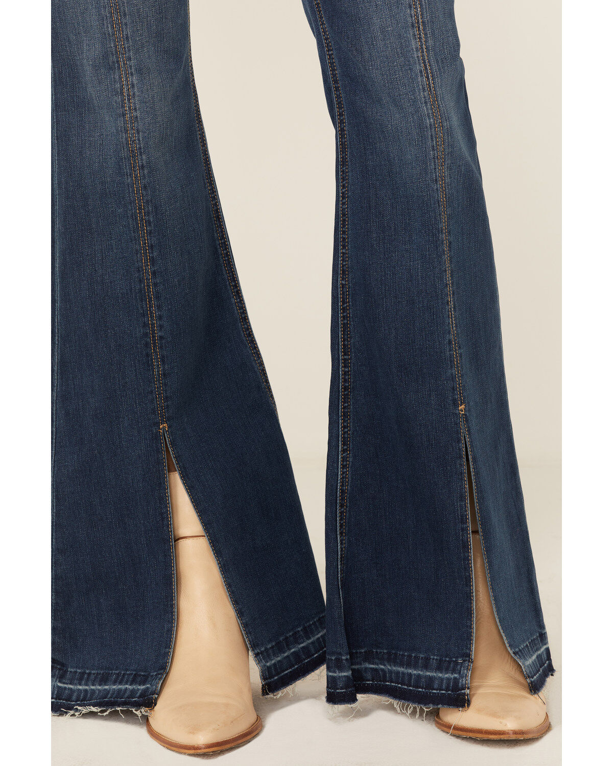 Image #2 - Grace in LA Women's High Rise Split Bottom Flare Denim Jeans, , hi-res