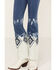 Grace in LA Girls' Button-Front Southwest Tie Dye Flare Jeans, Blue, hi-res