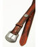 Image #3 - Shyanne Women's Morgan Embossed Floral Leather Belt, Brown, hi-res