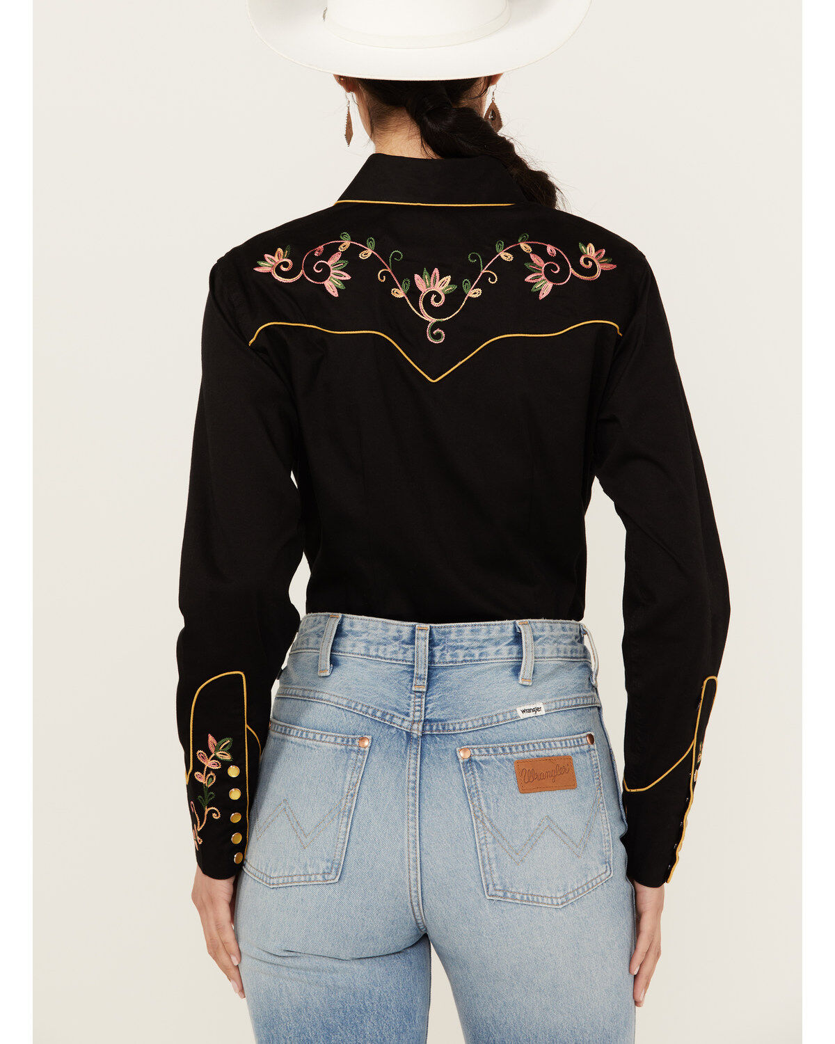 Image #4 - Rockmount Ranchwear Women's Floral Embroidered Long Sleeve Pearl Snap Western Shirt, , hi-res