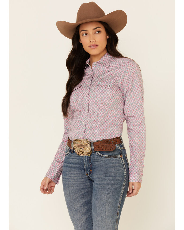 Cinch Women's Purple Geo Print Long Sleeve Western Core Shirt | Boot Barn
