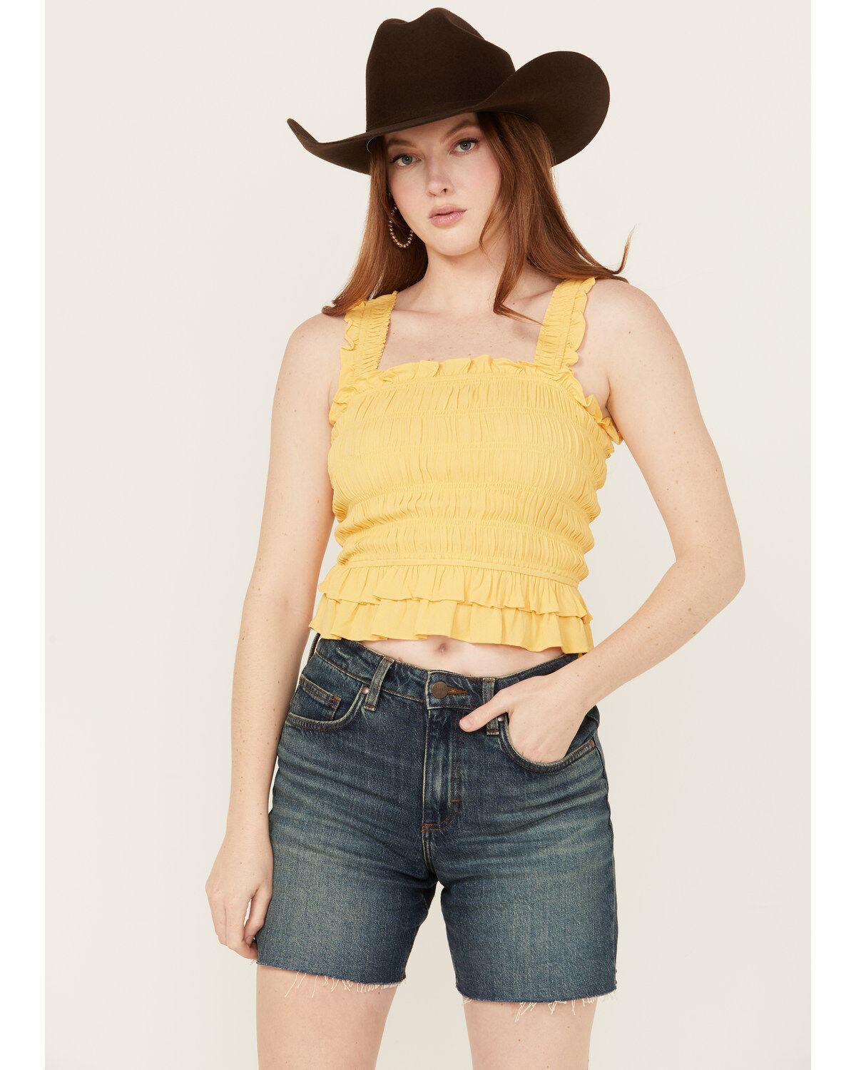 Image #1 - Shyanne Women's Smocked Tank Top, Yellow, hi-res