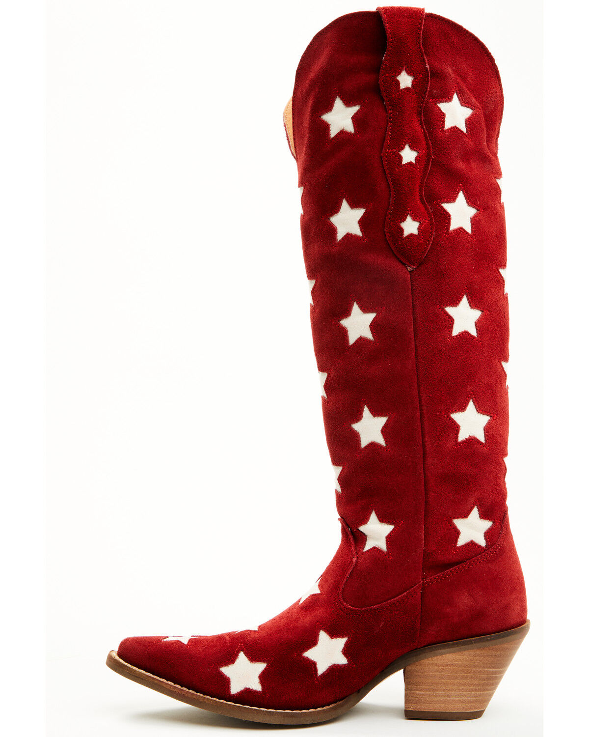 Image #3 - Dingo Women's Super Star Tall Suede Western Boots - Snip Toe, Red, hi-res