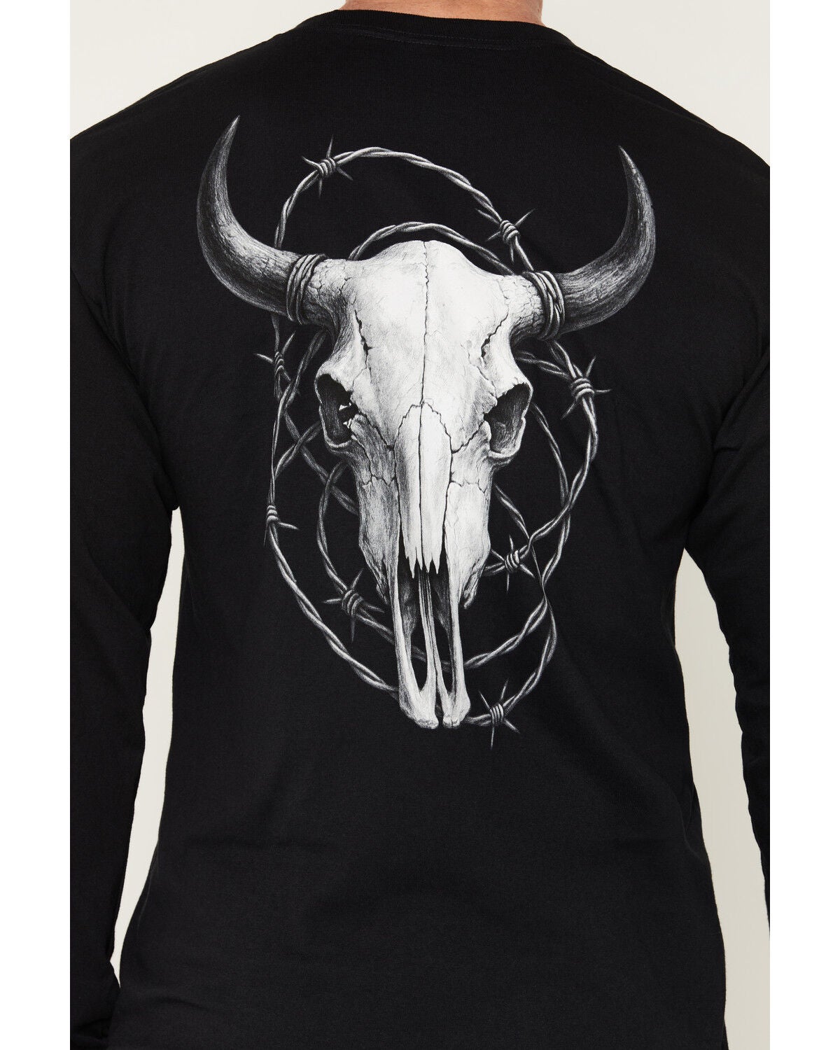 Image #4 - RANK 45&reg; Men's Barbed Wire Steerhead Long Sleeve Graphic T-Shirt, Black, hi-res