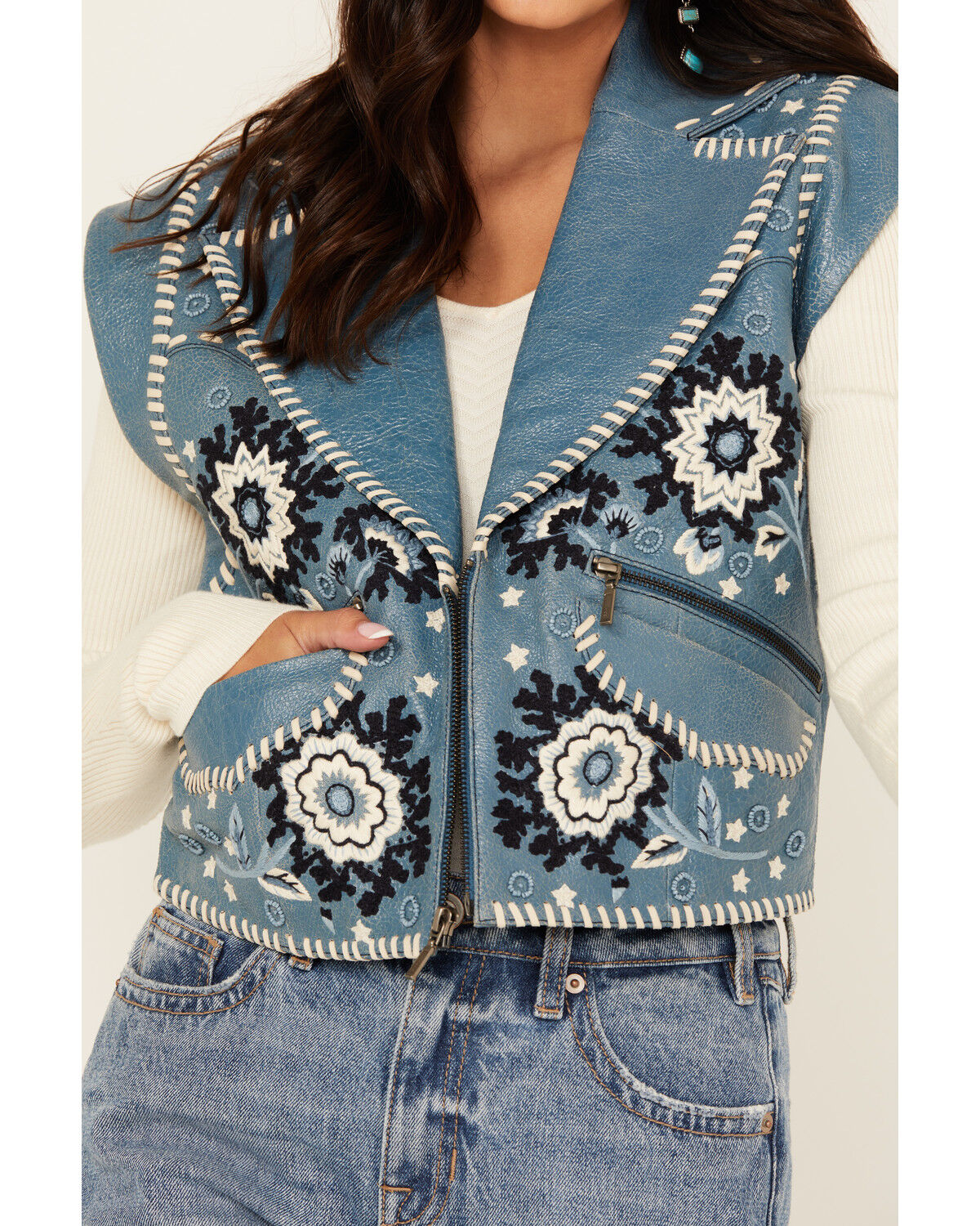 Image #3 - Double D Ranch Women's Floral Leather Vest, , hi-res