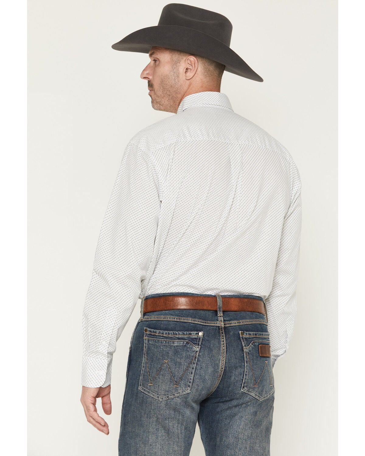 Image #4 - George Strait by Wrangler Men's Geo Print Long Sleeve Button-Down Stretch Western Shirt, White, hi-res