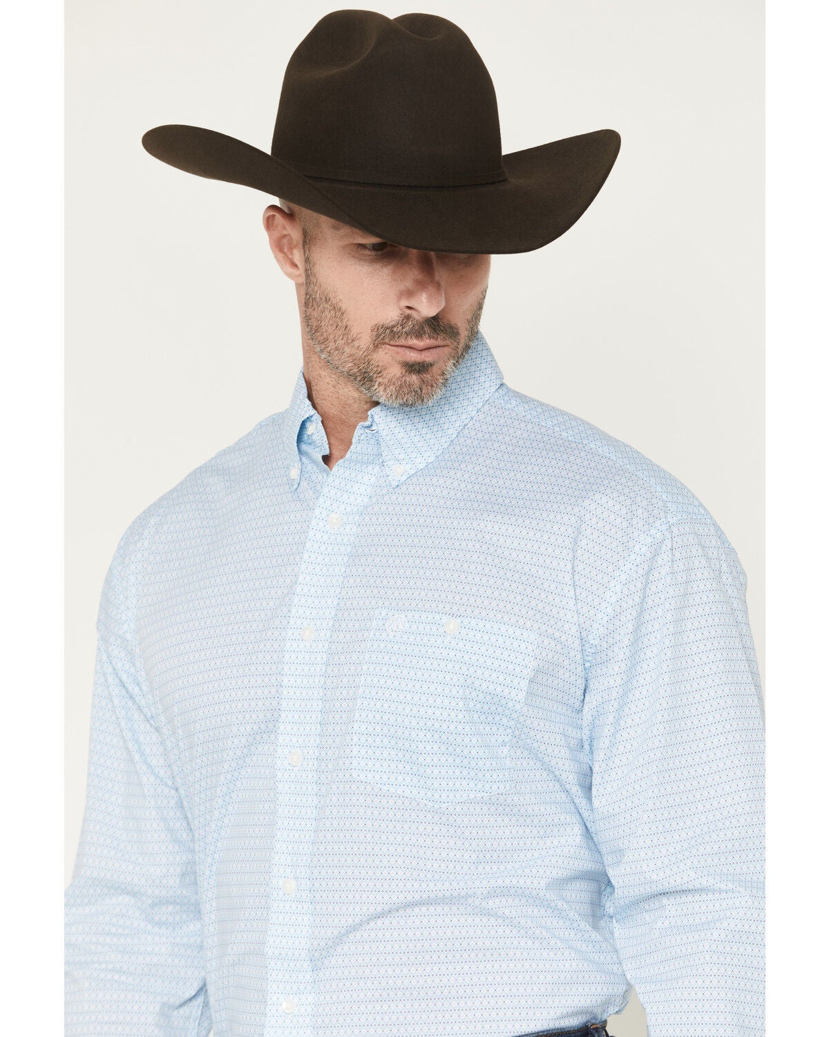 Image #2 - Wrangler Men's Geo Print Long Sleeve Button-Down Stretch Western Shirt, Blue, hi-res