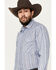 Image #2 - Rough Stock by Panhandle Men's Striped Long Sleeve Pearl Snap Stretch Western Shirt, Blue, hi-res