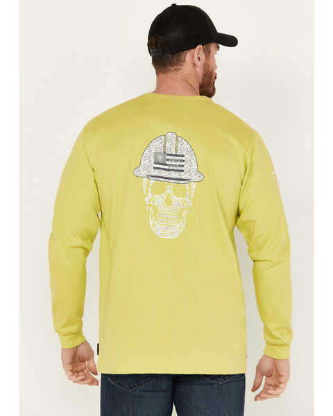Ariat Men's FR Roughneck Skull Logo Long Sleeve Work Shirt, Bright Green, hi-res