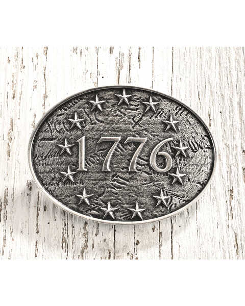 Cody James Men's Antique Silver 1776 Belt Buckle, Silver, hi-res