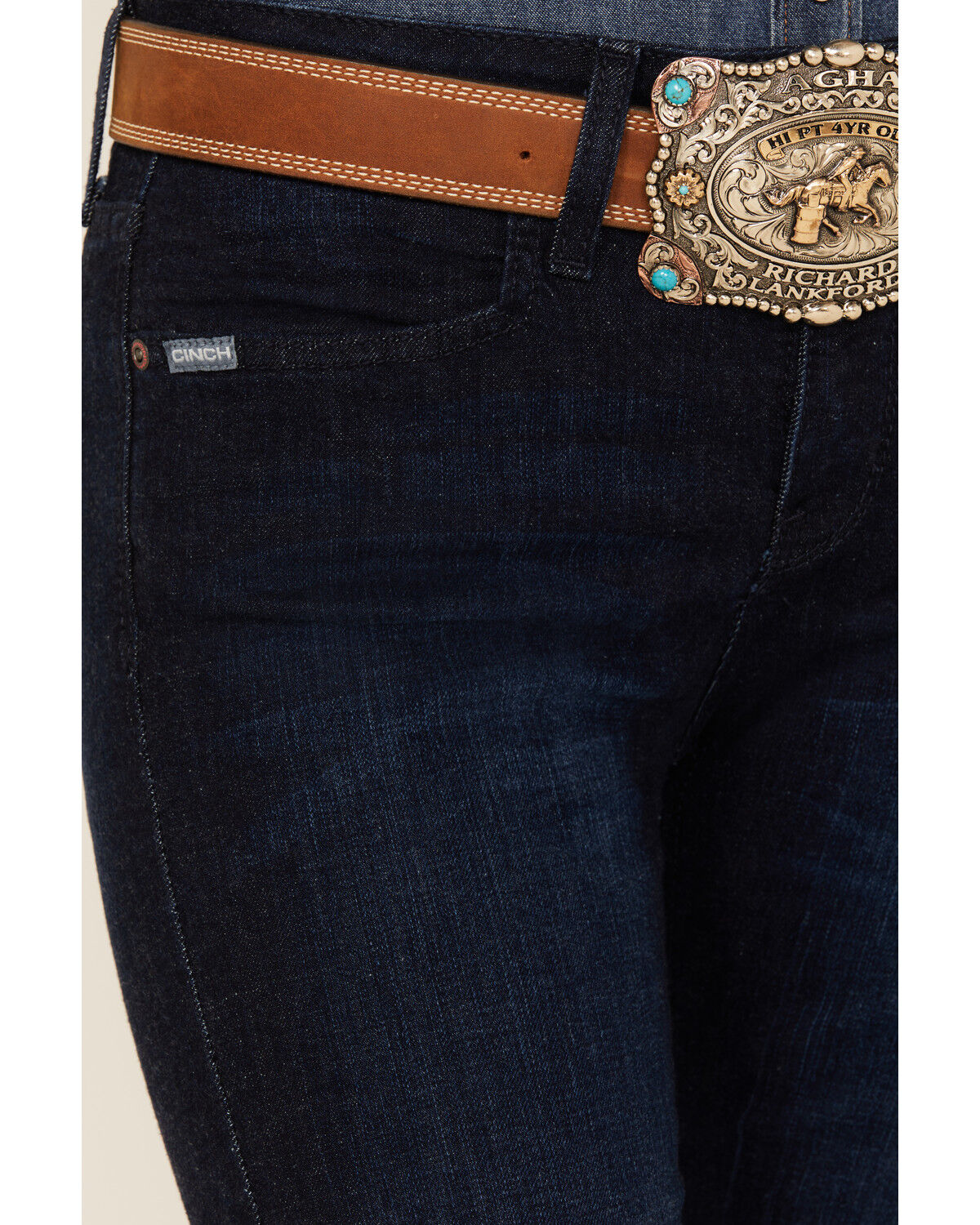 Image #2 - Cinch Women's Lynden Dark Wash Mid Rise Trouser Stretch Denim Jeans, Indigo, hi-res